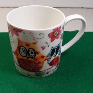 Owls on a Limb Bone China Mug Rose of England Floral  Cottagecore Countrycore